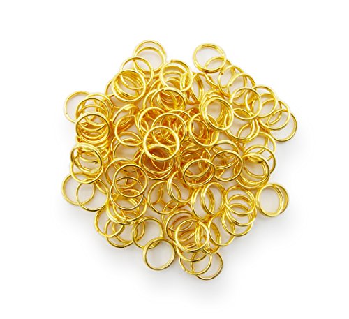 WEBandBUY Schlüsselringe/Split Rings 8mm Durchmesser Farbe Gold 15g ca.100 STK von WEBandBUY