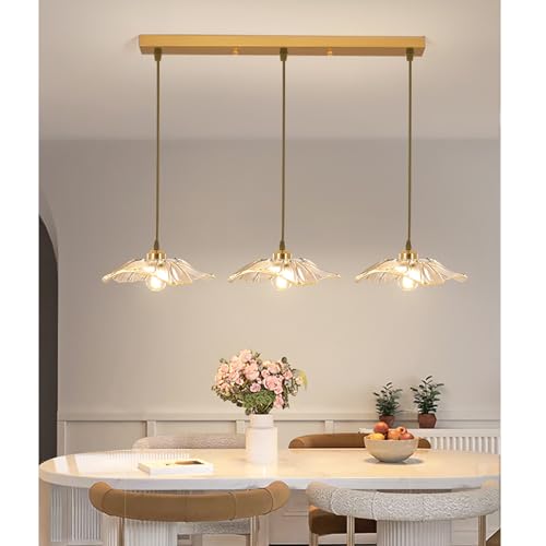 3-flammige Pendelleuchte, Blumen-kronleuchter, Lotusblüten-hängelampe mit Verstellbarem Kabel Und Acryl-lampenschirm, Leuchte für Esszimmer, Kücheninsel, Flur(36W, A) von WECCTYA