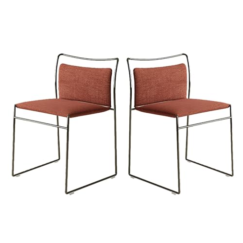 WECCTYA 2er-Set Esszimmerstühle Im Mid-Century-modern-Stil, Stapelbarer Küchen-beistellstuhl, Gepolsterte Akzentstühle, Stühle Ohne Armlehne für Küche, Wohn- und Esszimmer(Set of 2, Orange A) von WECCTYA