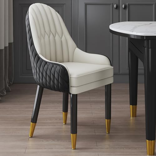 WECCTYA 2er-Set Moderner Esszimmerstuhl Aus Kunstleder, Gepolsterte Sessel, Akzent-küchenstuhl mit Holzbeinen für Wohn-/esszimmer, Wartezimmer, Empfangsraum(Set of 2, Black + Beige) von WECCTYA