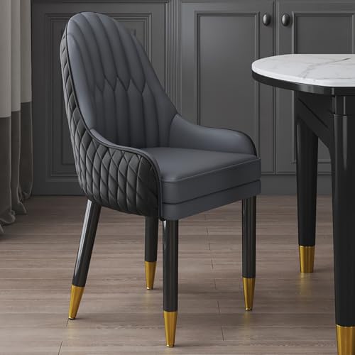 WECCTYA 2er-Set Moderner Esszimmerstuhl Aus Kunstleder, Gepolsterte Sessel, Akzent-küchenstuhl mit Holzbeinen für Wohn-/esszimmer, Wartezimmer, Empfangsraum(Set of 2, Black + Gray) von WECCTYA
