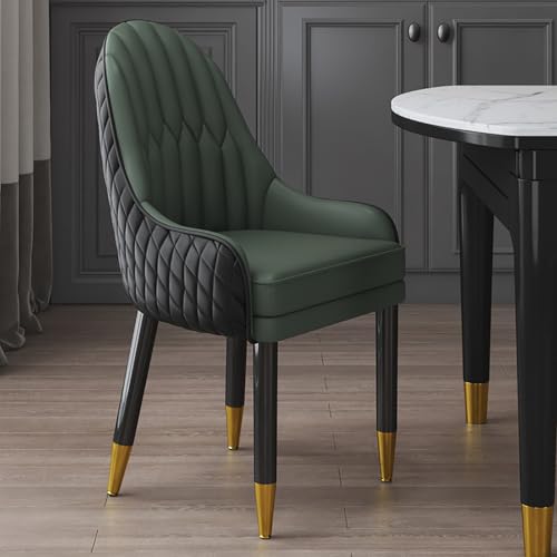 WECCTYA 2er-Set Moderner Esszimmerstuhl Aus Kunstleder, Gepolsterte Sessel, Akzent-küchenstuhl mit Holzbeinen für Wohn-/esszimmer, Wartezimmer, Empfangsraum(Set of 2, Black + Green) von WECCTYA