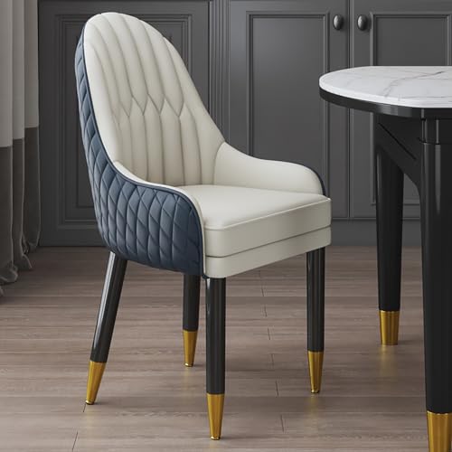 WECCTYA 2er-Set Moderner Esszimmerstuhl Aus Kunstleder, Gepolsterte Sessel, Akzent-küchenstuhl mit Holzbeinen für Wohn-/esszimmer, Wartezimmer, Empfangsraum(Set of 2, Blue + Beige) von WECCTYA