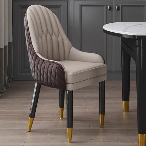 WECCTYA 2er-Set Moderner Esszimmerstuhl Aus Kunstleder, Gepolsterte Sessel, Akzent-küchenstuhl mit Holzbeinen für Wohn-/esszimmer, Wartezimmer, Empfangsraum(Set of 2, Coffee + Khaki) von WECCTYA
