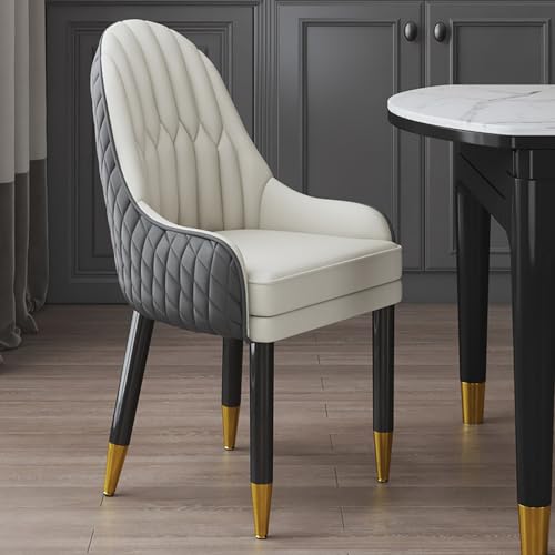 WECCTYA 2er-Set Moderner Esszimmerstuhl Aus Kunstleder, Gepolsterte Sessel, Akzent-küchenstuhl mit Holzbeinen für Wohn-/esszimmer, Wartezimmer, Empfangsraum(Set of 2, Gray + Beige) von WECCTYA