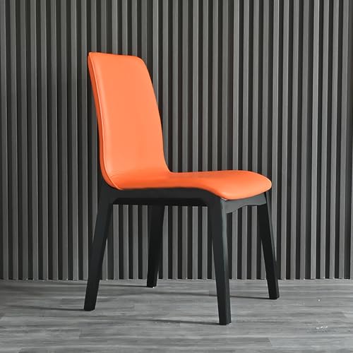 WECCTYA Esszimmerstühle Aus Kunstleder 2er-Set, Gepolsterte Küchen-seitenstühle, Schreibtischstuhl mit Holzbeinen, Freizeitstühle Ohne Armlehnen für Wohn, Empfangsraum(Set of 2, Black + Orange) von WECCTYA
