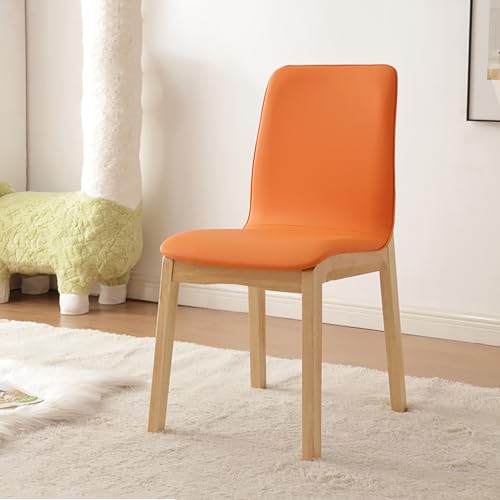 WECCTYA Esszimmerstühle Aus Kunstleder 2er-Set, Gepolsterte Küchen-seitenstühle, Schreibtischstuhl mit Holzbeinen, Freizeitstühle Ohne Armlehnen für Wohn, Empfangsraum(Set of 2, Natural + Orange) von WECCTYA