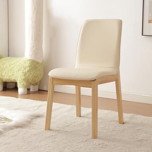 WECCTYA Esszimmerstühle Aus Kunstleder 2er-Set, Gepolsterte Küchen-seitenstühle, Schreibtischstuhl mit Holzbeinen, Freizeitstühle Ohne Armlehnen für Wohn, Empfangsraum(Set of 2, Natural + Beige) von WECCTYA