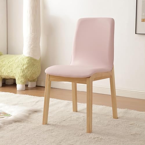 WECCTYA Esszimmerstühle Aus Kunstleder 2er-Set, Gepolsterte Küchen-seitenstühle, Schreibtischstuhl mit Holzbeinen, Freizeitstühle Ohne Armlehnen für Wohn, Empfangsraum(Set of 2, Natural + Pink) von WECCTYA