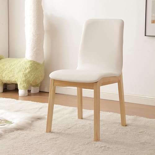 WECCTYA Esszimmerstühle Aus Kunstleder 2er-Set, Gepolsterte Küchen-seitenstühle, Schreibtischstuhl mit Holzbeinen, Freizeitstühle Ohne Armlehnen für Wohn, Empfangsraum(Set of 2, Natural + White) von WECCTYA