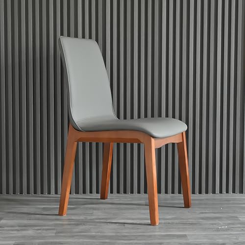 WECCTYA Esszimmerstühle Aus Kunstleder 2er-Set, Gepolsterte Küchen-seitenstühle, Schreibtischstuhl mit Holzbeinen, Freizeitstühle Ohne Armlehnen für Wohn, Empfangsraum(Set of 2, Walnut + Gray A) von WECCTYA