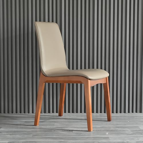 WECCTYA Esszimmerstühle Aus Kunstleder 2er-Set, Gepolsterte Küchen-seitenstühle, Schreibtischstuhl mit Holzbeinen, Freizeitstühle Ohne Armlehnen für Wohn, Empfangsraum(Set of 2, Walnut + Khaki) von WECCTYA