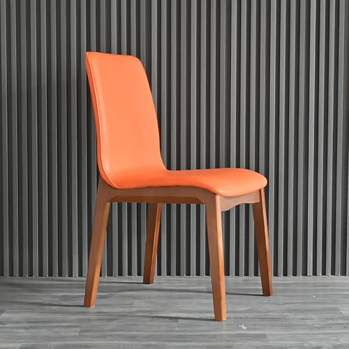 WECCTYA Esszimmerstühle Aus Kunstleder 2er-Set, Gepolsterte Küchen-seitenstühle, Schreibtischstuhl mit Holzbeinen, Freizeitstühle Ohne Armlehnen für Wohn, Empfangsraum(Set of 2, Walnut + Orange) von WECCTYA