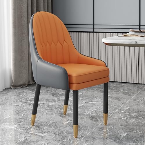 WECCTYA Gepolsterte Esszimmerstühle, 2er-Set, Küchen-beistellstühle Aus Kunstleder, Akzent-loungesessel, Mid-Century Modern-Sessel für Wohnzimmer/Esszimmer/Empfangsraum(Set of 2, Orange + Gray) von WECCTYA