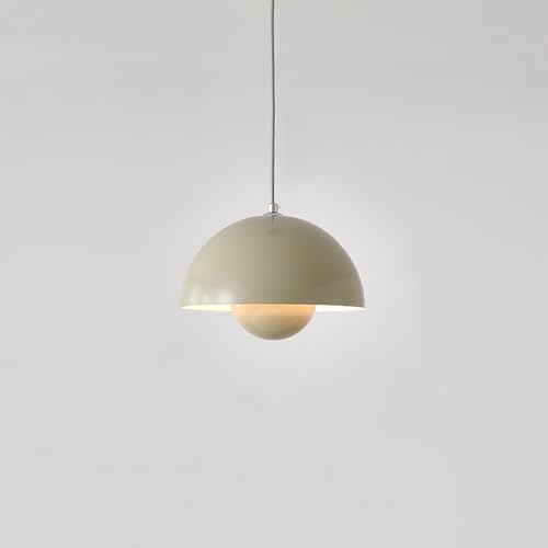 WECCTYA Moderne Pendelleuchte In Kuppelform, Hängelampe Metallschale, 71″ Verstellbares Kabel, 1-flammige Pendelleuchte für Kücheninsel, Esszimmer, Wohnzimmer(25cm, Cream Gray) von WECCTYA