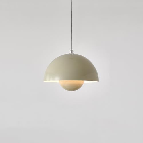 WECCTYA Moderne Pendelleuchte In Kuppelform, Hängelampe Metallschale, 71″ Verstellbares Kabel, 1-flammige Pendelleuchte für Kücheninsel, Esszimmer, Wohnzimmer(40cm, Cream Gray) von WECCTYA