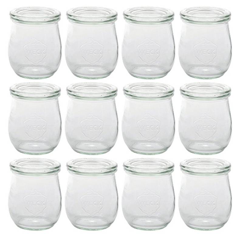 WECK Einmachglas 12er Pack Tulpen Gläser Vorspeisen Dessert Glas mit Deckel 220ml, Glas, (12-tlg), Vorpseisen oder Dessert Glas von WECK