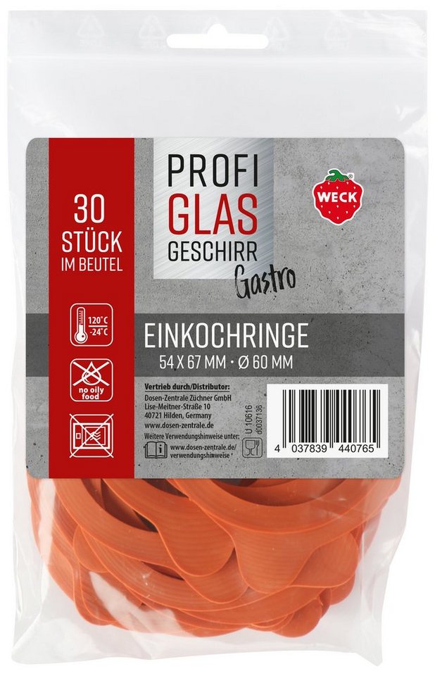 WECK Einmachglas 30er Beutel Gummiringe Weck 54 x 67 mm ¯ 60mm 76133 von WECK