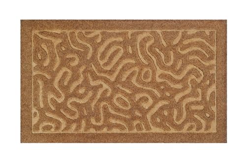 Wecon Home – Moderne Fußmatte aus 100% Kokos mit labyrinthartigem Design – pflegeleicht und rutschfest – Desert Doodle (40 x 60 cm, Natur) von Wecon Home