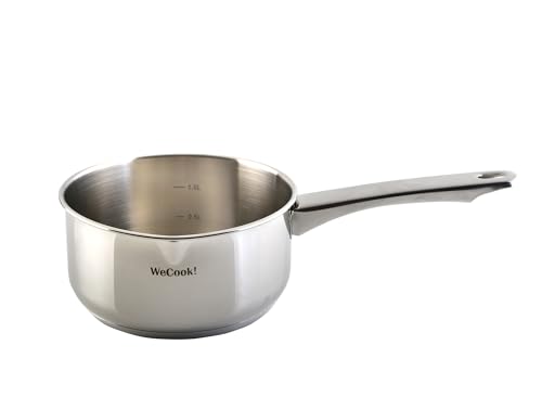 Wecook! Stielkasserolle 14cm, kasserolle, klein, kleiner Topf Induktion 1,1l, Edelstahl, stapelbar, für kleine Portionen, Singlehaushalt von WECOOK!