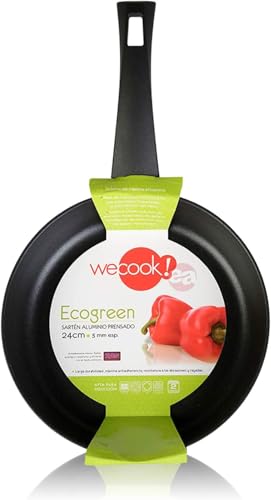 WECOOK! Ecogreen Bratpfanne 24 cm, Antihaftbeschichtung XYLAN Plus Ökologisch PFOA-frei, Gepresstes Aluminium, 3 mm Dick, Vitrokeramik, Gas, Geschirrspüler von WECOOK!