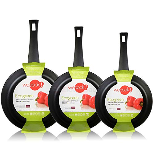 WECOOK Ecogreen Pfannen-Set, 3-teilig, 18-22-26 cm, Aluminium, Induktion, umweltfreundliche Antihaftbeschichtung ohne PFOA, Spülmaschinenreinigung, geeignet für alle Herdarten, Ceranfeld, Gas von WECOOK!