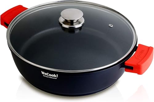 WECOOK! Ecostone 28cm Induktionskochtopf | Antihaft XTRA DUPONT | PFOA-frei | 5mm Aluminium | Für alle Herde | Glasdeckel, Schwarz von WECOOK!