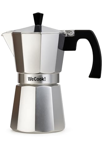 WECOOK! Paola – Espressokocher Aluminium 1 Tassen | Geeignet für Gas-, Elektro- und Glaskeramikherde (nicht Induktion) | Sicherheitsventil | Silikondichtung | Silber von WECOOK!