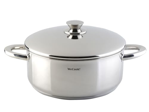 Wecook! Edelstahltopf 18/10 mit Stahldeckel, Geeignet für alle Herdarten einschließlich Induktion, integrierte Messskala, Ø 32 cm, Fassungsvermögen 9,6 Liter. von WECOOK!