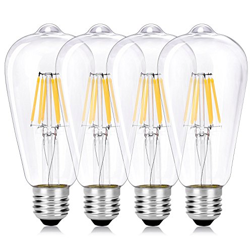 WEDNA 4er Pack E27 6W Vintage Edison LED Glühbirne, ST64 LED Antike Filament Lampe Ersetzt 60W (2700K Warmweiß, Nicht dimmbar) Ideal für Nostalgie und Retro Beleuchtung von WEDNA