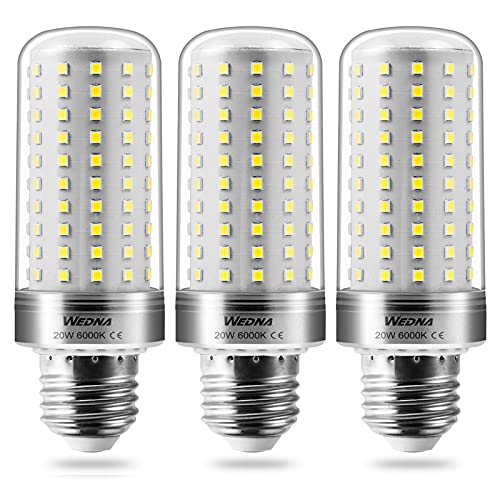 WEDNA E27 LED Glühbirnen, 20W ersetzt 150W Glühbirnen, 2000Lm, E27 Mais Lampen Birnen Maiskolben Leuchtmittel, 6000K Kaltweiß Nicht dimmbar, 3er-Pack von WEDNA