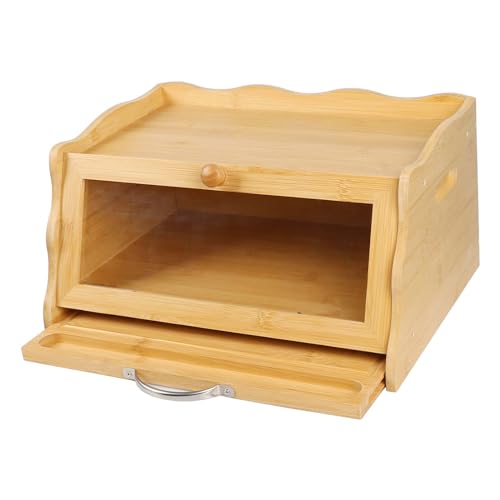 WEDNOK Bambus Brotkasten mit Schneidebrett 39x28x20 cm Küche Brotbox Große Brot Aufbewahrungsbox Natur Eco Brotbehälter Lebensmittelecht Brotaufbewahrung Brotkästen für Brötchen Hörnchen Brezel von WEDNOK