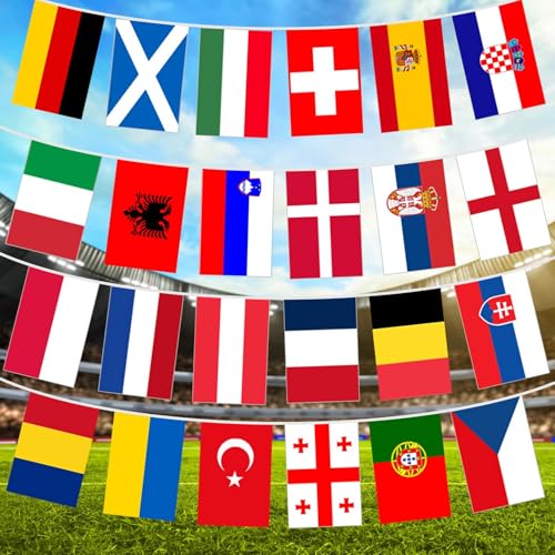 WEDNOK 2 Stück Fußball Spiele Flaggenkette Europäische Fahnen Wimpelkette International Länderflaggen Fahnenkette Europa Wimpelgirlande für Fußballfan Garten Bar Fanclub Sportveranstaltung WEDNOK 2 Stück Fußball Spiele Flaggenkette Europäische Fahnen Wimpelkette International Länderflaggen Fahnenkette Europa Wimpelgirlande für Fußballfan Garten Bar Fanclub Sportveranstaltung von WEDNOK