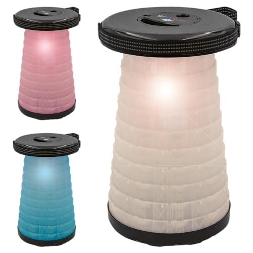 SITTOGLOW by WEDO 2126101 | Teleskophocker mit LED-Beleuchtung | 3 Beleuchtungsstufen | 42 cm Höhe | höhenverstellbar in 10 Stufen | Schultergurt | 150 kg Tragkraft |TÜV & GS | 1,28 kg | schwarz von WEDO