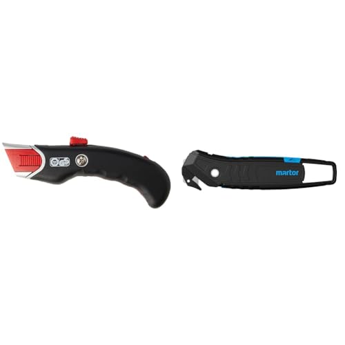 WEDO® 78815 Safety Cuttermesser Premium Teppichmesser & MARTOR Sicherheitsmesser, Verdeckte Klinge, SECUMAX 350, Profi Cuttermesser, Leicht, Kunststoff, Rechts- & Linkshänder, GS Geprüft von WEDO