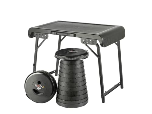 WEDO® Camping Set Klapptisch mit 2 Teleskophockern Sittogo® NXT, ultrakompakt, Hocker im Tisch verstaubar von WEDO