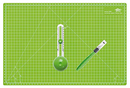 WEDO 7852199 Cutter Skalpell Comfortline mit Softgriff inklusive 5 Ersatzklingen und Schutzkappe, apfelgrün/schwarz + Schneidmatte 60x45cm + Kreisschneider 10-32 cm von WEDO