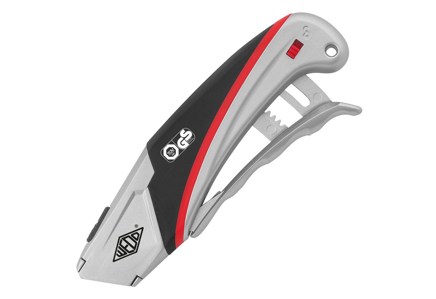 WEDO Cutter, (Packung, 18 St., Cutter inkl. Trapezklinge), Cuttermesser Safety Aluminium 78835 19 mm Trapezklinge silber/schwarz von WEDO