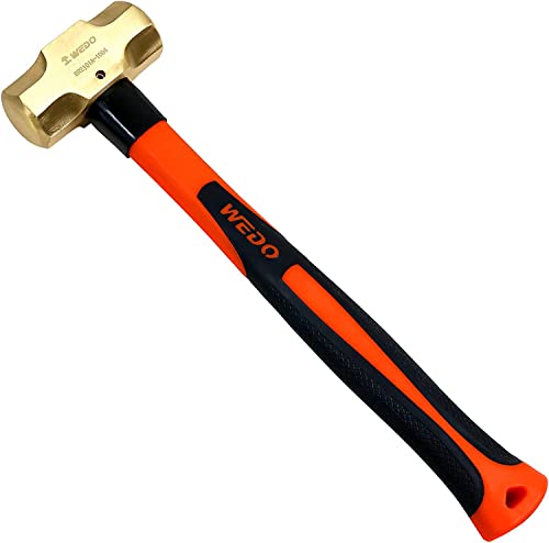 WEDO Fäustel Vorschlaghammer 900 g mit Fiberglasgriff, Abbruchhammer, Stemmhammer，Großer Hammer, Hammerkopf aus Messing, 320mm Länge, Feustel Hammer (0.9 kg) von WEDO