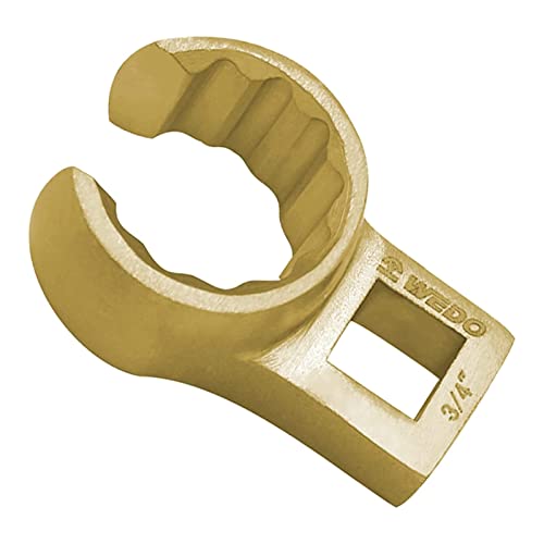 WEDO Funkenfrei Krähenfuß-Leitungsschlüssel 3/8'', Ringmaulschlüssel, Maulschlüssel, funkenfreies werkzeug, DIN Standard BAM/FM Zertifikat, 1 Stück, Aluminiumbronze, 43mm von WEDO