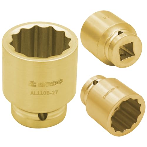 WEDO Funkenfreier, flacher Schlag-Stecknuss, 1/2-Zoll-Antrieb, metrisch, 12-kant, Länge 50 mm, Stecknuss zum einfachen Entfernen von Achsenwellenmuttern, Aluminiumbronze, DIN-Standard, BAM- und WEDO Funkenfreier, flacher Schlag-Stecknuss, 1/2-Zoll-Antrieb, metrisch, 12-kant, Länge 50 mm, Stecknuss zum einfachen Entfernen von Achsenwellenmuttern, Aluminiumbronze, DIN-Standard, BAM- und von WEDO