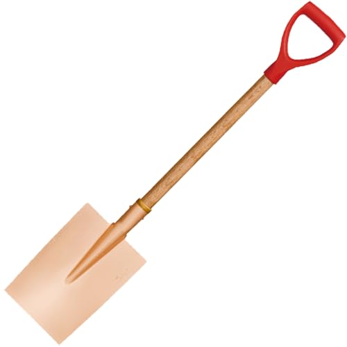 WEDO Funkenfreier tiefer Kantenspaten mit gerader Klinge, Transferschaufel, 140 cm lang, Holz mit komfortablem D-Griff, Grabwerkzeug, Berylliumkupfer, nicht magnetisch, DIN-Standard, BAM- und von WEDO