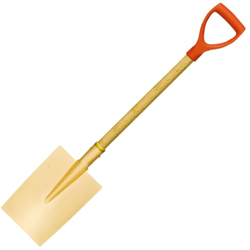 WEDO Funkenfreier tiefer Kantenspaten mit gerader Klinge, Transferschaufel, 140 cm lang, Holz mit komfortablem D-Griff, Sicherheits-Grabwerkzeug, Aluminiumbronze, DIN-Standard, BAM- und FM-Zertifikat von WEDO
