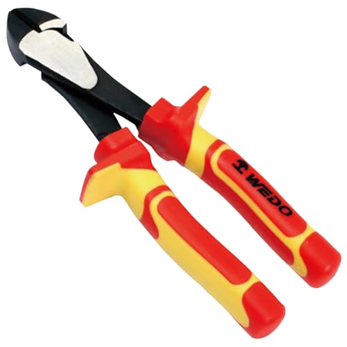 WEDO Isolierter Seitenschneider,VED-Zange,Elektronik-Seitenschneider,7 Zoll,Chrom-Vanadium-Stahl Schraubenzange,Kraft-Seitenschneider,VDE 1000V,isoliert mit Mehrkomponenten-Hüllen,GS-Zertifikat von WEDO