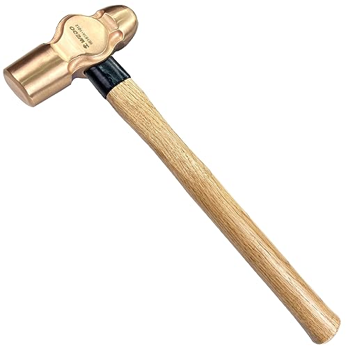 WEDO Kugel Pein Hammer,Nicht funkelnd Schlosserhammer mit Holzgriff,Kopfgewicht 340g,Berylliumkupfer Kopf geschmiedet,Länge 300mm,Kugelhämmer,Nicht magnetisch,BAM- und FM-Zertifikat,DIN Norm von WEDO