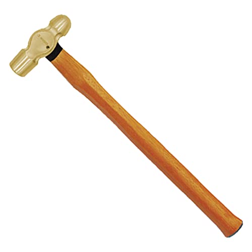 WEDO Kugelhammer mit Holzstiel 340g Kopfgewicht, Funkenfrei Ingenieurhammer,Schlosserhammer, Aluminium Bronze, BAM/FM/DIN Norm, 300mm Länge von WEDO