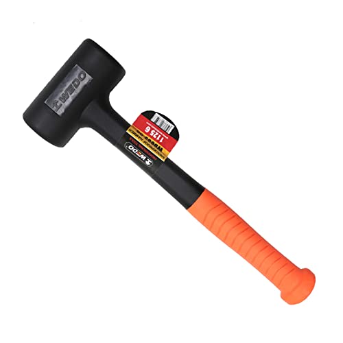 WEDO Rückschlagfreier hammer, Schonhammer, 1575g,Gummihammer mit rutschfestem stoßdämpfendem Fiberglasstiel, Hartgummihammer, 16mm maximale Stärke schlagende Oberfläche，390mm Länge von WEDO