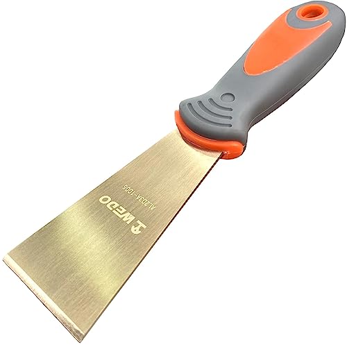 WEDO Spachtel, Malerspachtel, Füllmesser Kitt Messer 25mm, Stiff Spark-free Safety Scraper Painter, DIN Standard, BAM&FM Zertifikat, Aluminiumbronze, 203mm Länge von WEDO