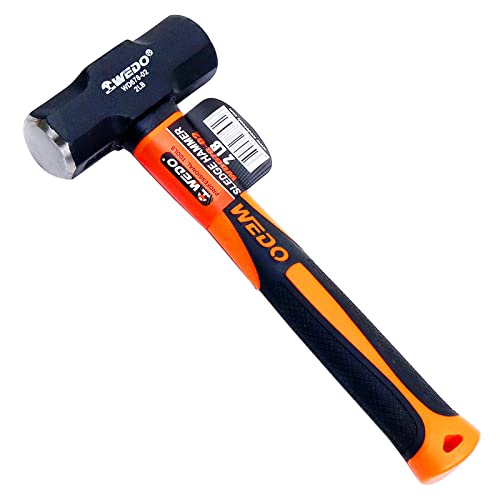 WEDO Vorschlaghammer Mit Fiberglasstiel 900g, Fäustel Schlittenhammer, Hardware Werkzeug, Stemmhammer, Großer Hammer, Kohlenstoffstahl, Rutschfester Griff, Langlebig, Länge 258mm von WEDO