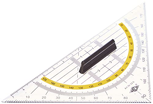 WEDO 526 Geometrie-Dreieck aus Kunststoff Hypotenuse abnehmbarem Griff, 16 cm, transparent von WEDO